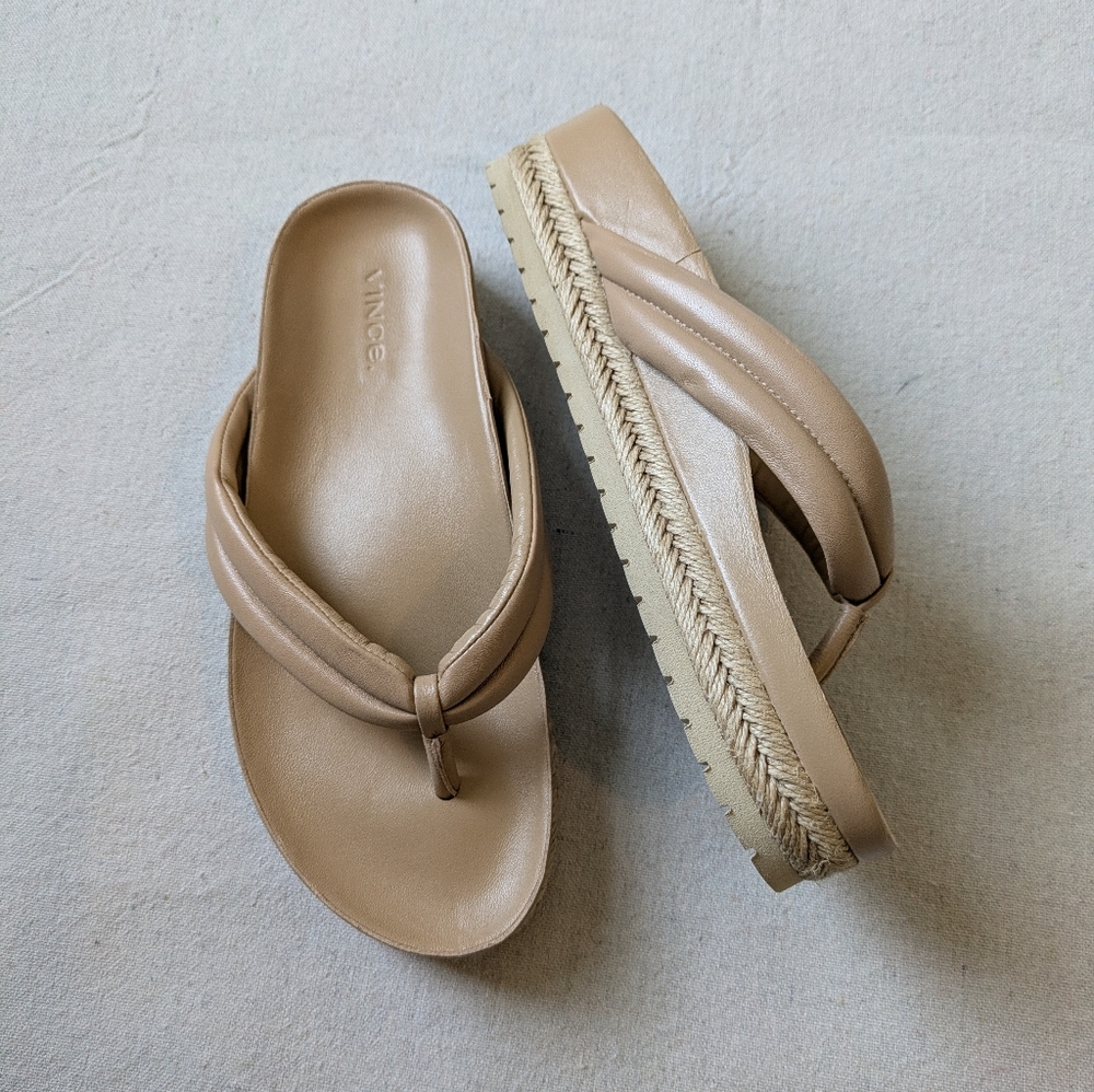 Vince Tan Platform Leather Sandals